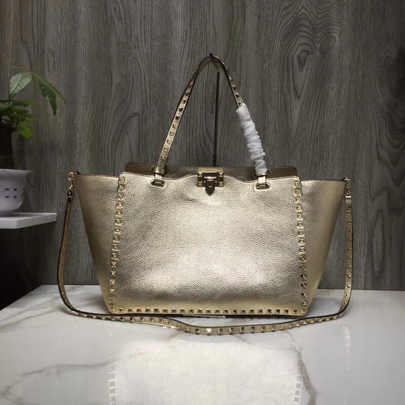 Valentino Shoulder Tote Bags VA0973 Full skin lychee pattern gold buckle
